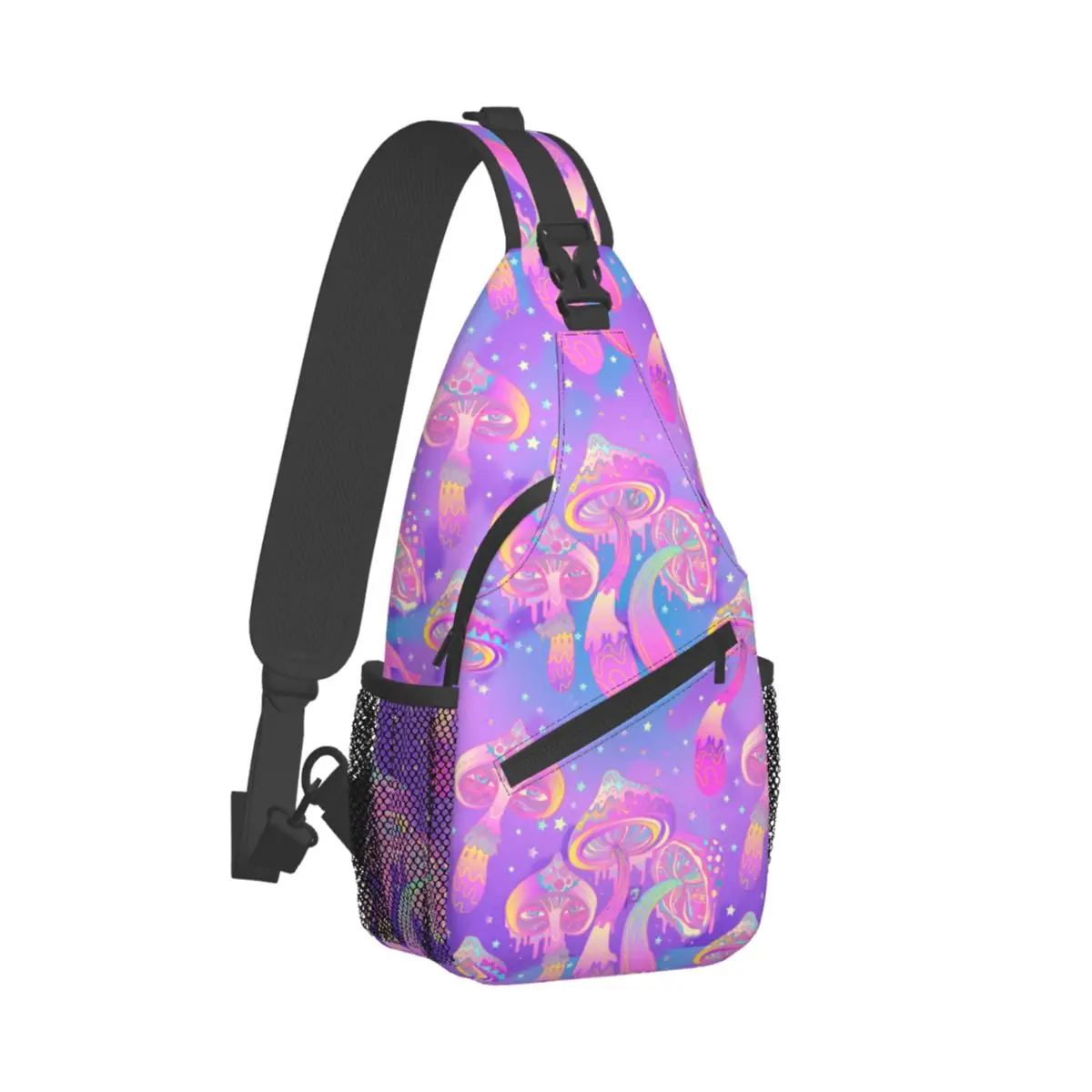 

Magic Mushrooms Colorful Crossbody Chest Bags Psychedelic Pattern Pockets Travel Pack Messenger Sports Teens Shoulder Bag Unisex