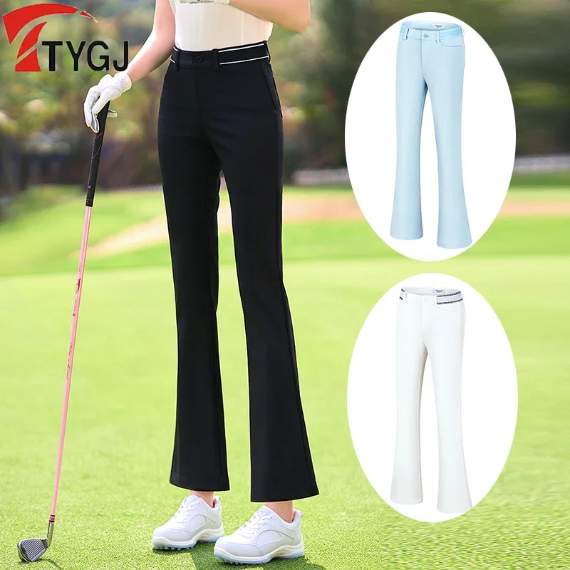 TTYGJ Golf Pants Women Spring Summer Thin Ball Pants Flared Sweatpant Golf Clothing Ladies Elastic Waist Slim Sports Trousers