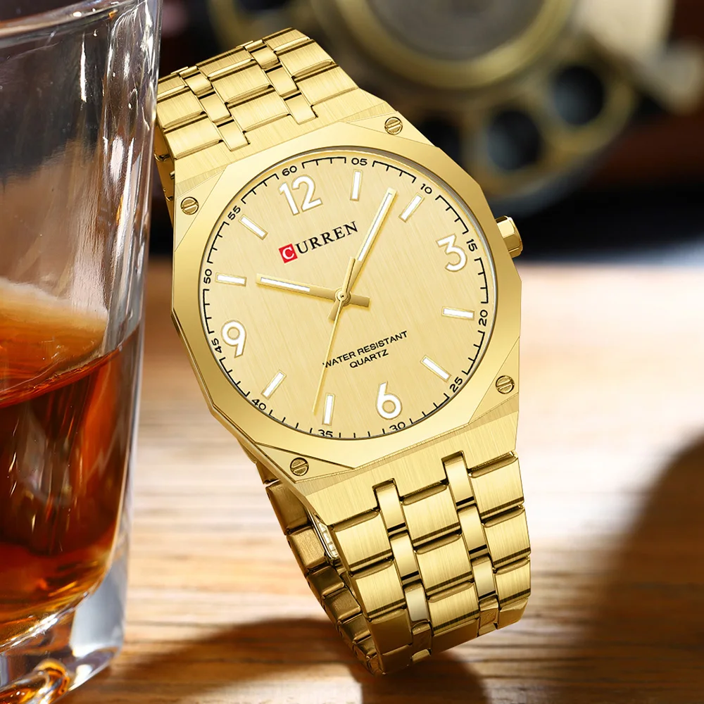 CURREN 8504 New Men Watches Stainless Steel Strap Casual Male Quartz Sports Wristwatch waterproof minimalist business wristwatch