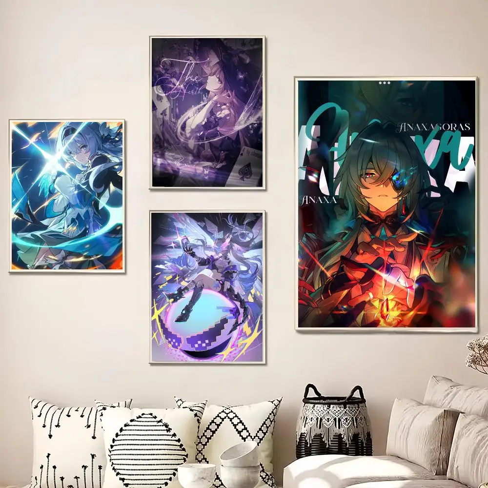 Aesthetics H-Honkai Star Rail Painting Calligraphy Canvas Poster Wall Art for Living Room Bedroom Cafe Decor Gift