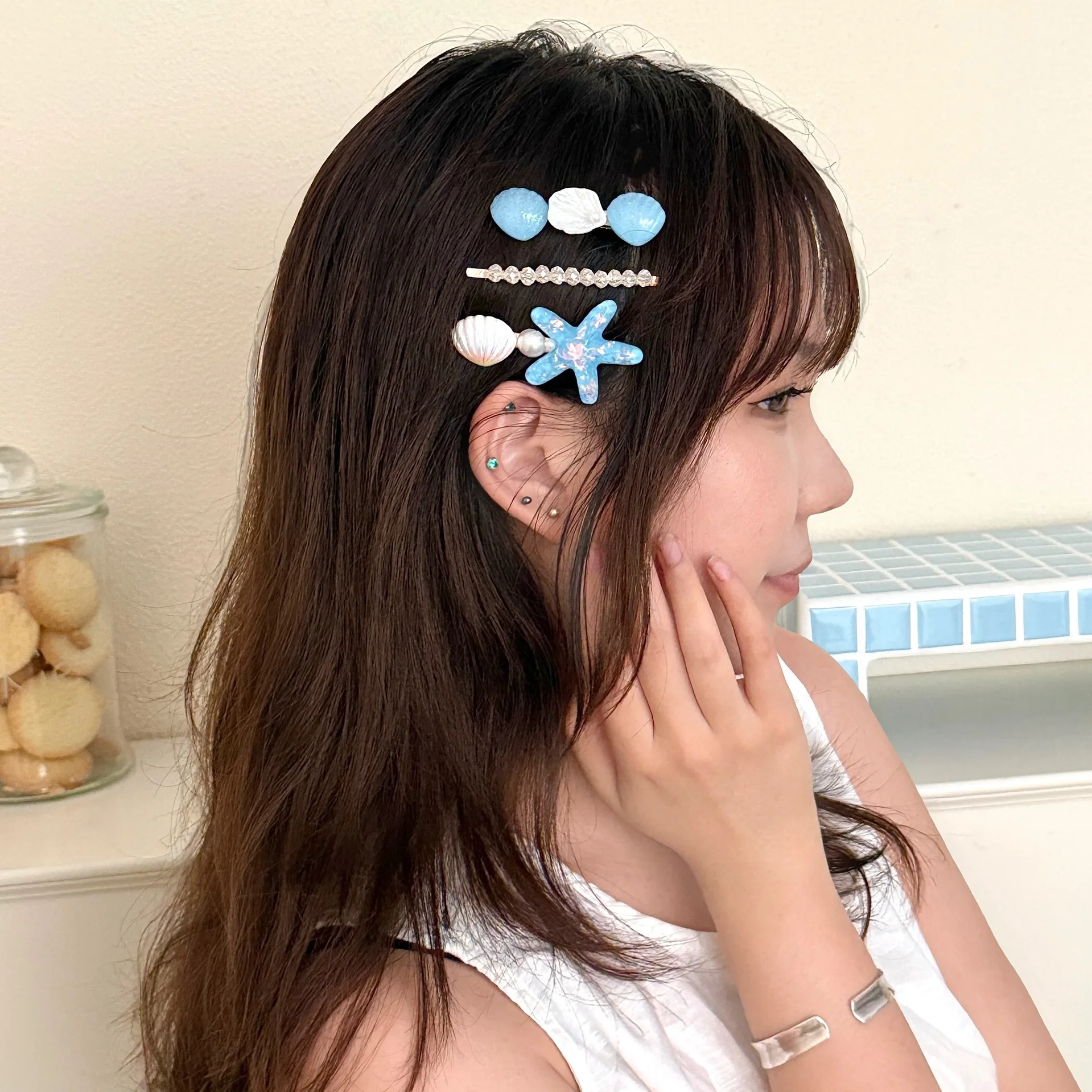 2/3pcs Ocean Shell Starfish Hair Clip Korean Sweet Versatile Women Girls Bangs Clip Hair Side Clip Headband Styling Accessories