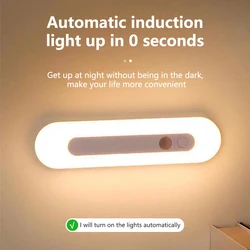 Wireless LED Night Light Motion Sensor Light Rechargeable Dimming Cabinet Lamp for Bedroom Study Kitchen Stair Corridor Lighting