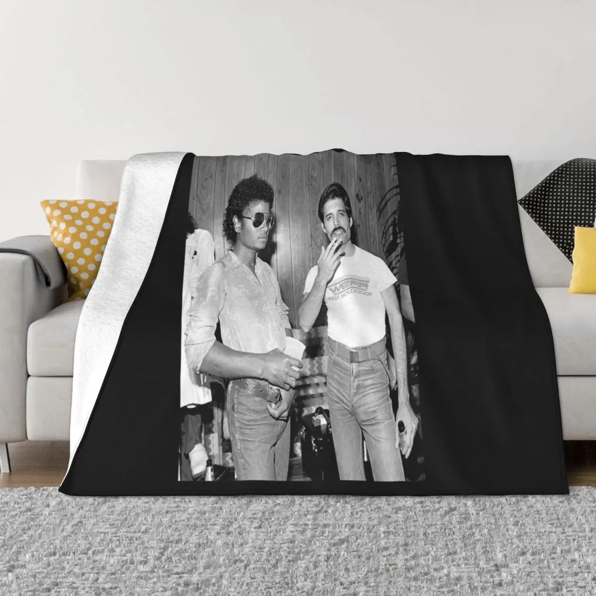 Rare Black Mug Michael Jackson And Freddie Mercury Women Men Geek Punk Hip-Hop Cotton Throw Blanket