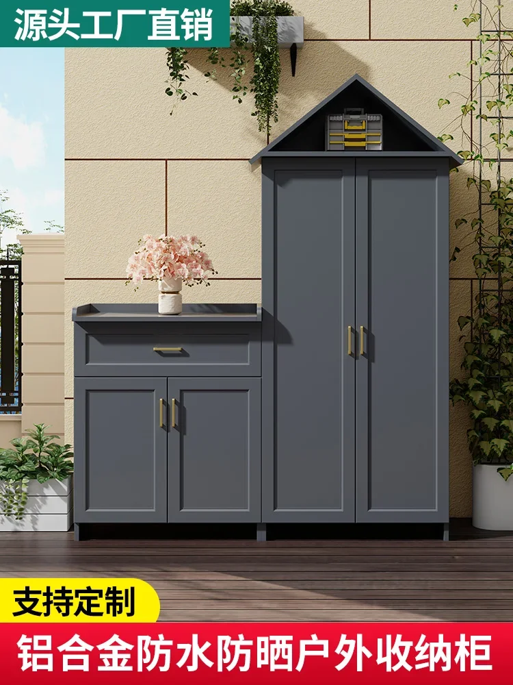 Garden yard tools utility cabinet outdoor all-aluminum alloy waterproof, anti-termite, anti-corrosion storage cabinet customized