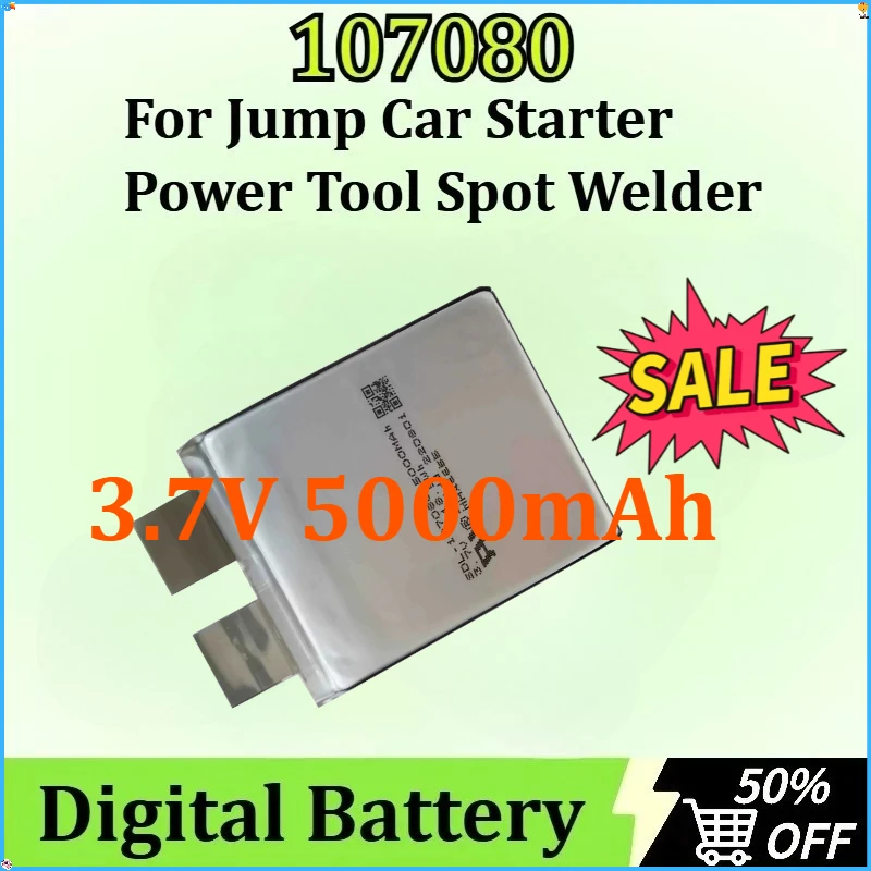 

107080 3.7V 5000mAh 18.5Wh 35C DIY Weld 2S 3S Battery Cell Newly upgraded for Jump Car Starter Power Tool Spot Welder