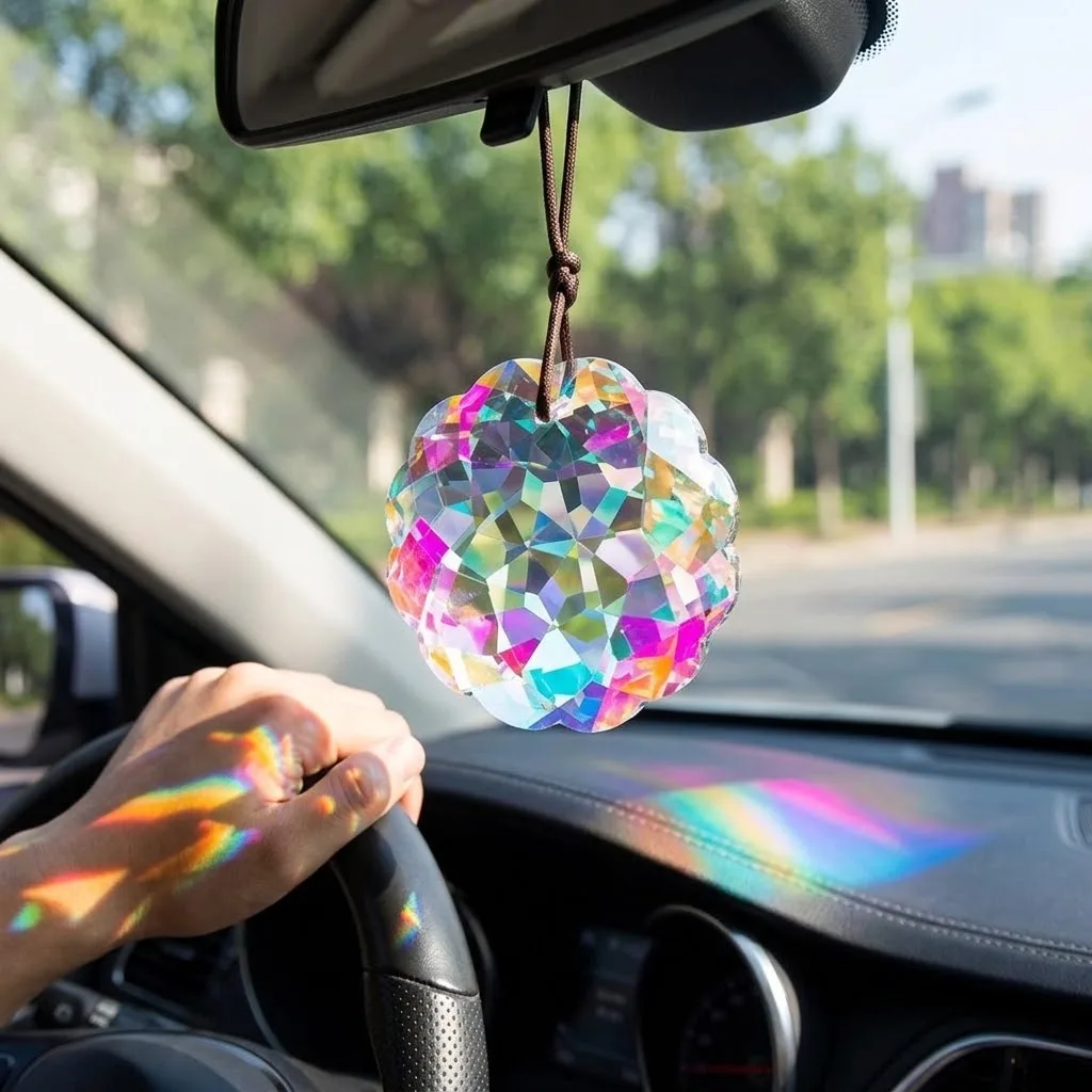 1pc Colorful Crystal Sun Catcher Rainbow Maker Prism with Hanging Chain for Thanksgiving Home Decoration Decor