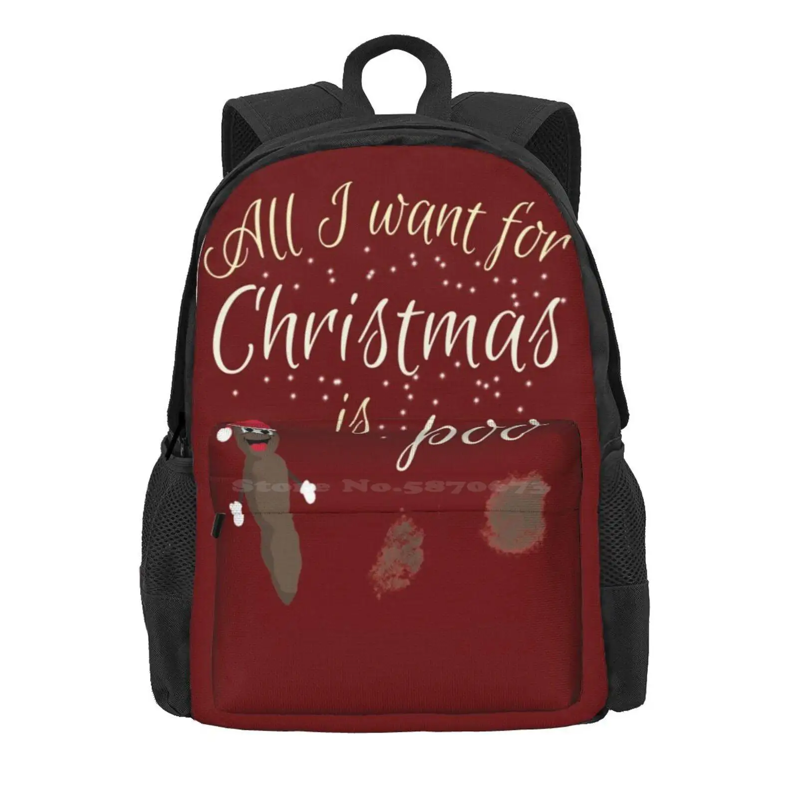 All I Want For Christmas... Hot Sale Schoolbag Backpack Fashion Bags Mr Hankey Mr Hanky Dragongirl606 Christmas Poo Bah Humbug