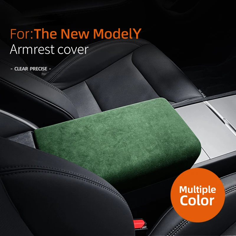 

For Tesla Model Y Launch Juniper 2025 Super Suede Car Central Control Armrest Box Panel Decorative Cover Handrail Accessories