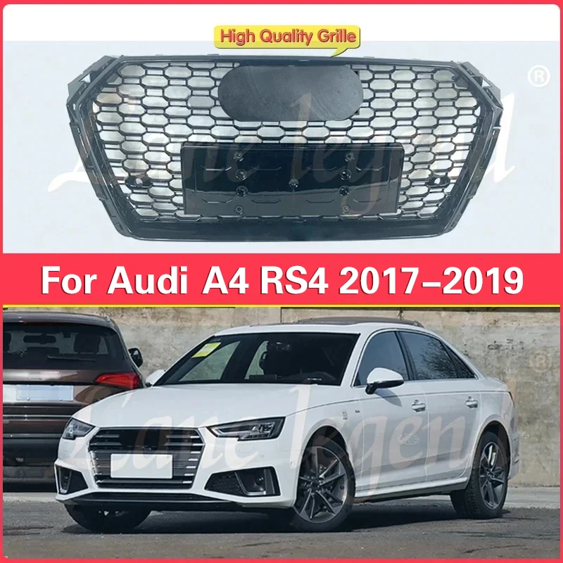 

Glossy Black Honeycomb Radiator Grilles For Audi A4 2017-2019 Modified RS4 Bumpers Body Kit Car Accessories Upgrade