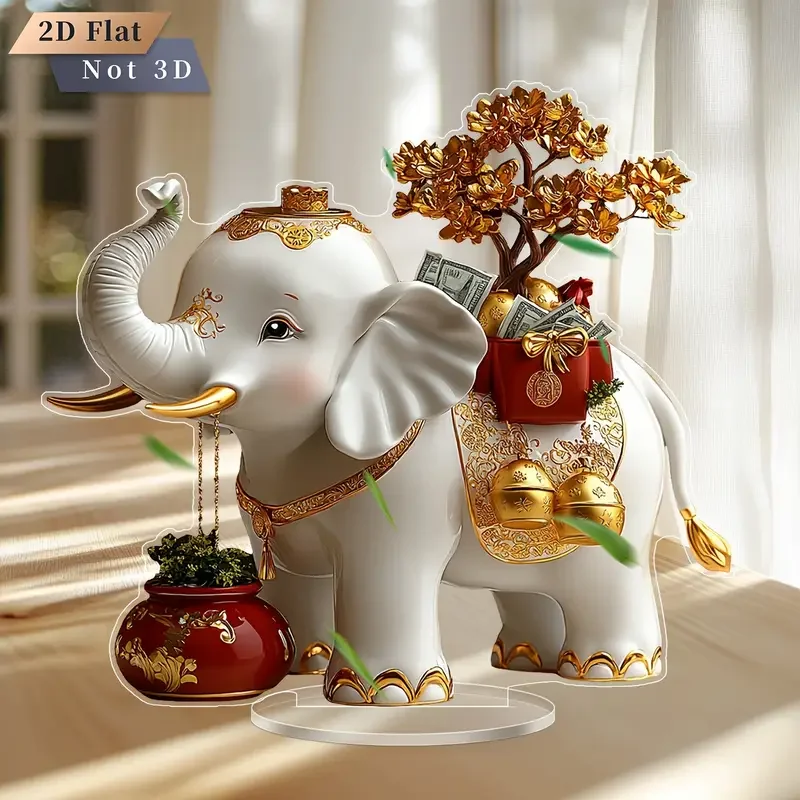 1PCS Golden Elephant Desktop Decoration Statue Cartoon Style Living Room Decoration Elephant Decoration, Office Decoration