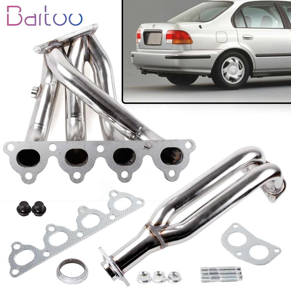 

BARTOO-Car Modified High Flow Exhaust Manifold Stainless Steel For Honda Civic 88-00 EG EF EK EM Exhaust Header CR1847