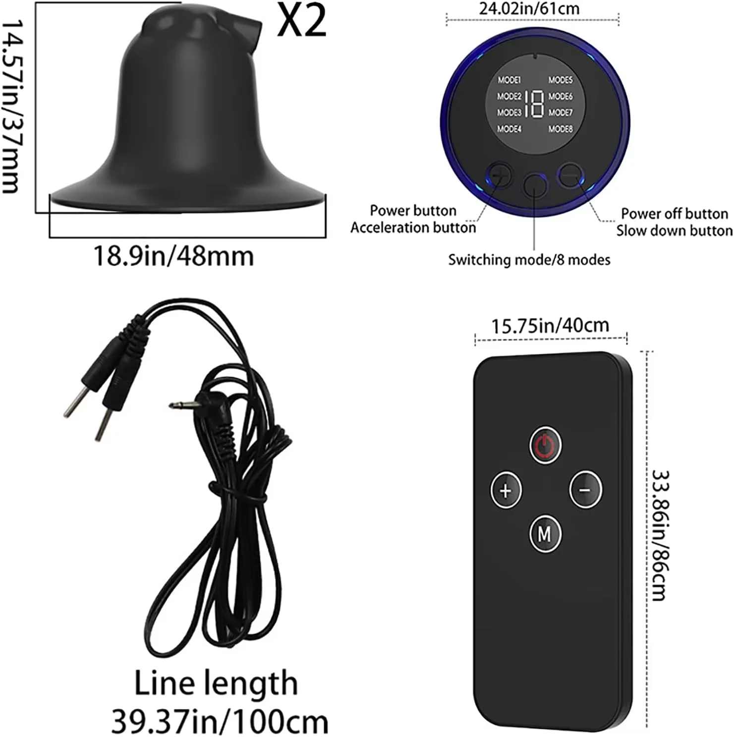 Electric Shock Pulse Nipple Clamps Sucking Cups 8 Modes E-Stim Breast Massager with Wireless Remote Controller BDSM Sex Toys view 4
