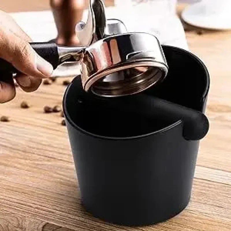 

Espresso Knock Box 4.8-inch shock-absorbing and durable with detachable metal tapping rod and anti slip base (circular)