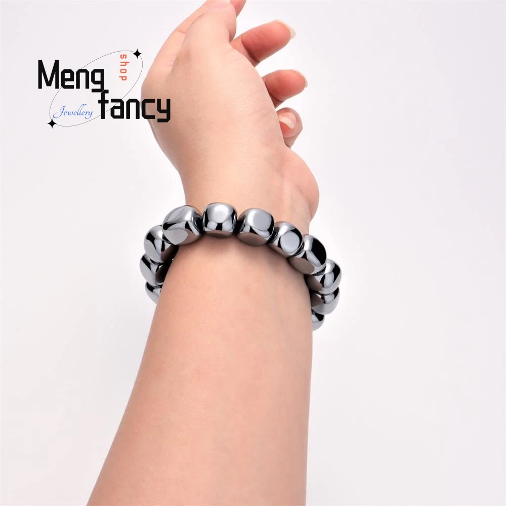 Natural Energy Stone Terahertz Square Cut Bracelet Simple Elegant High-grade Best Selling Fashion Jewelry Popular Holiday Gifts