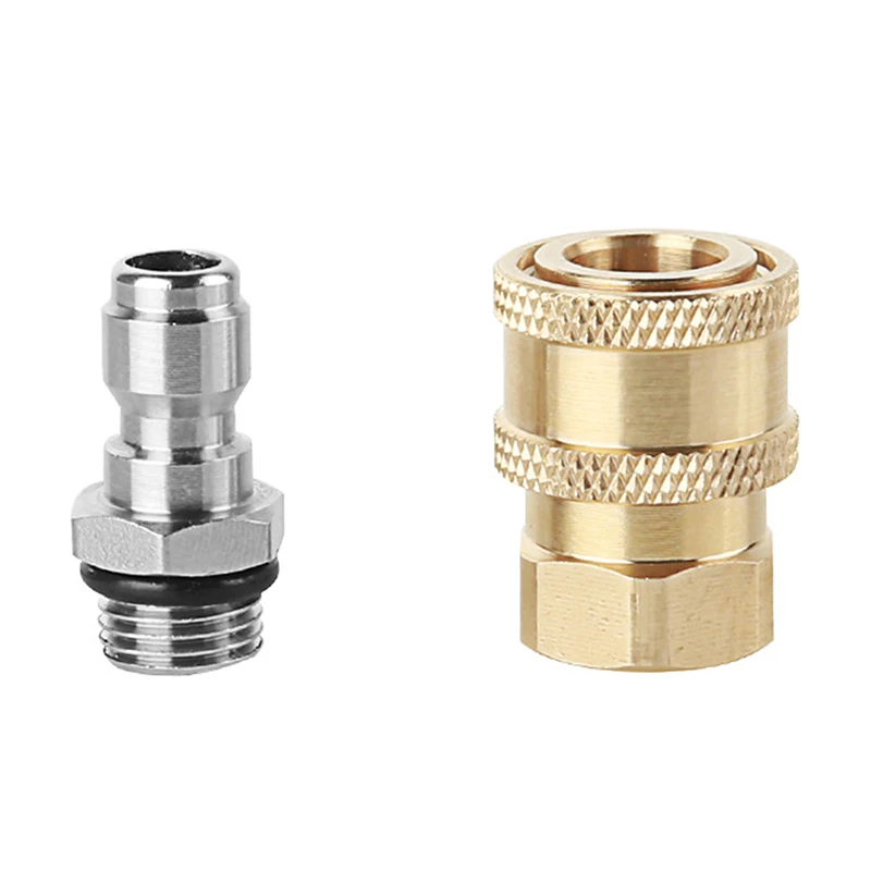 2pcs Stainless Steel And Brass Connector Washing Adapter 1/4" Female Quick Connection With M14*1.5