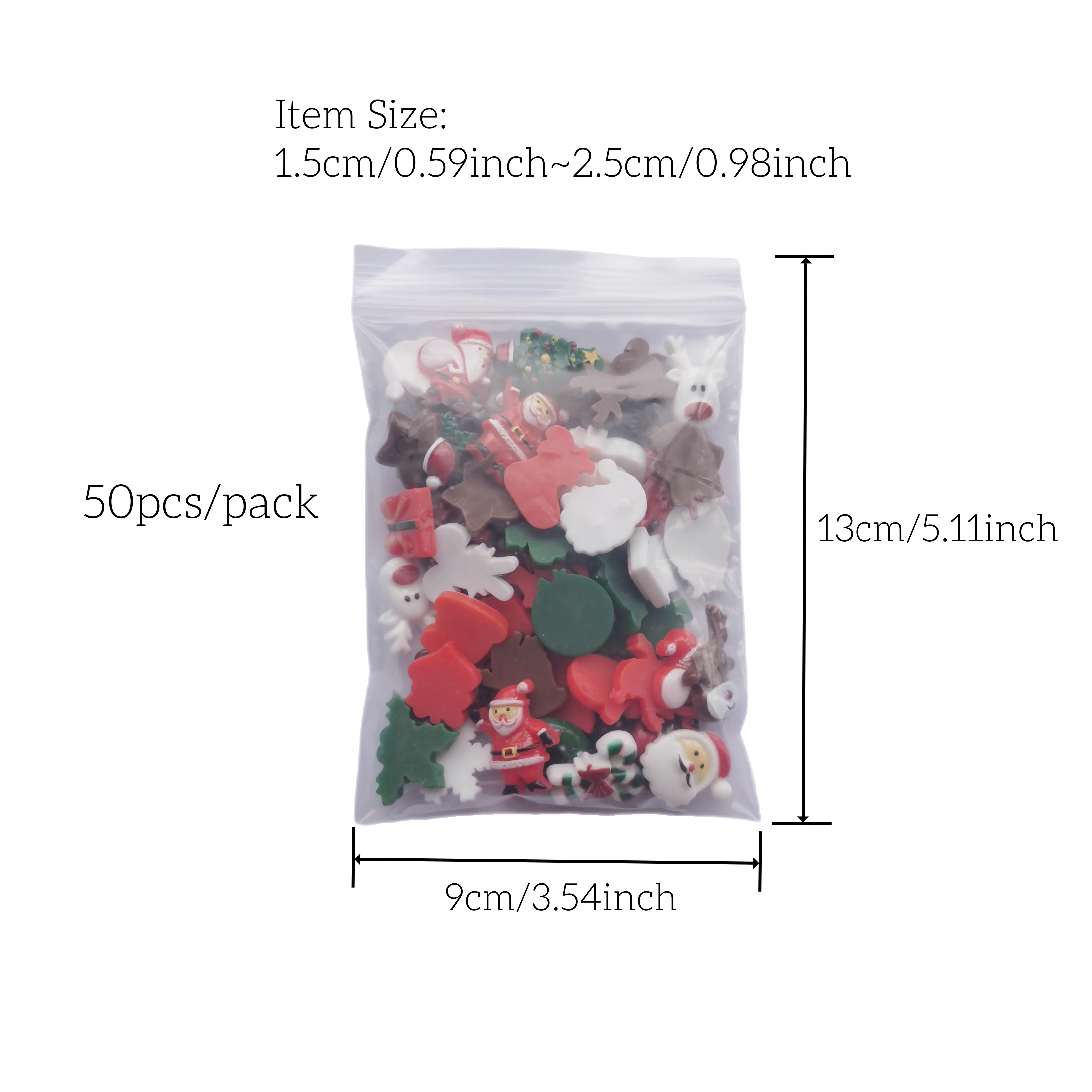 50szt Żywiczne Boże Narodzenie Flatbacks Santa Snowman Snowflake Holly Xmas Tree Mixed Cabochons For Scrapbooking DIY Crafts Biżuteria do włosów