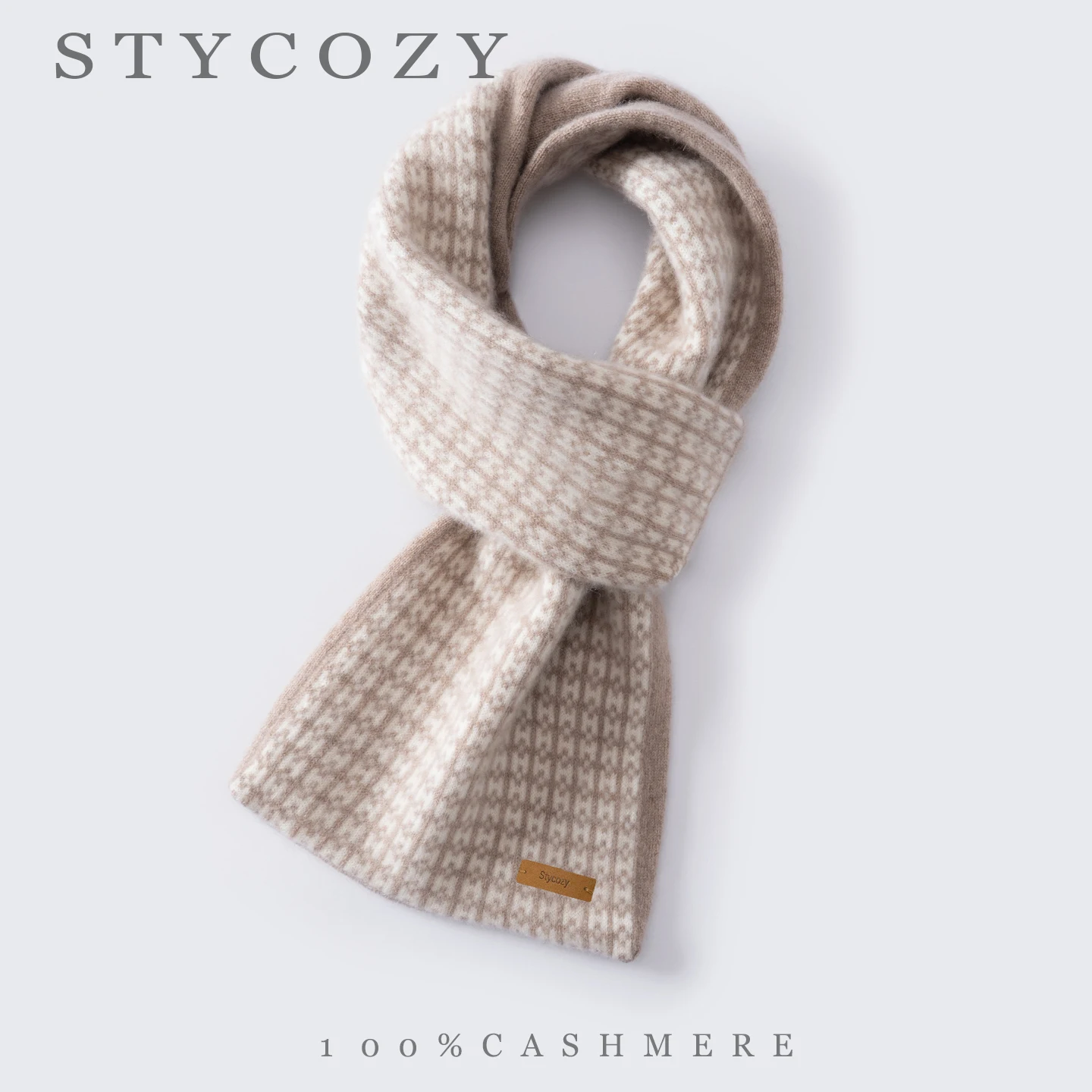 Men Women 100% Cashmere Houndstooth Knit Scarf Classic Small Plaid Jacquard Neck Warmers Wrap Warm Autumn Winter Neck Accessory