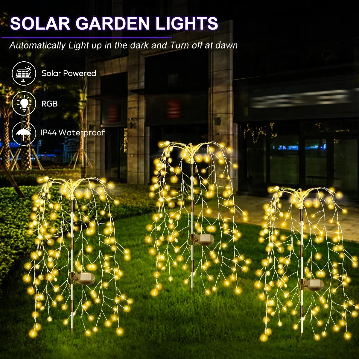 1PC 200LED Solar Firework Light Outdoor Waterproof Willow Tree Firework Lights Fairy LED Garden Decoration Lawn Holiday String