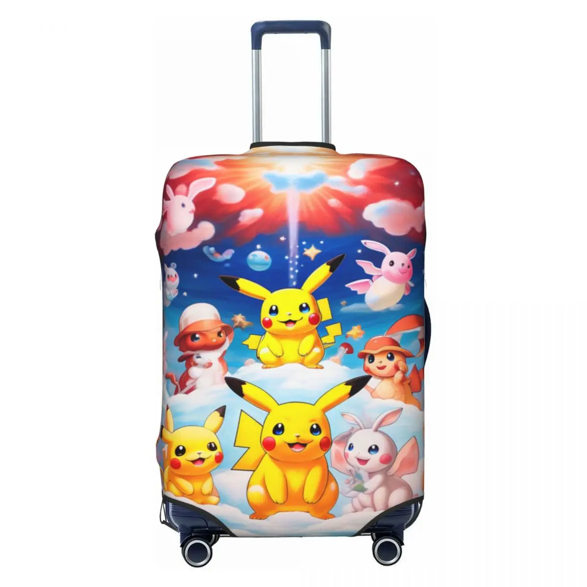 Custom Funny Pokemon Pikachu Luggage Cover Protector Elastic Travel Suitcase Covers