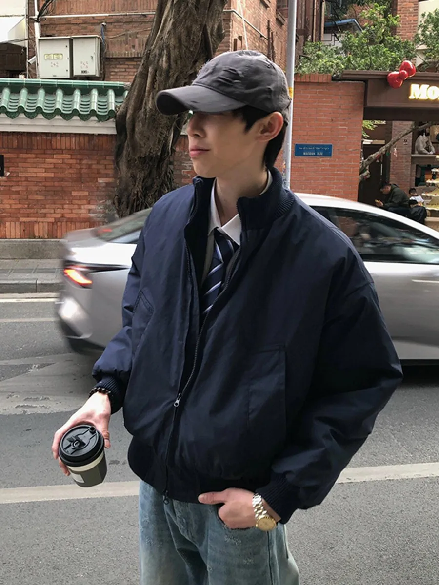 

American Sle Men's Bomber Jaet Spring Flight ort Baseball orm k Blue Vintage High End Feeling oulder Opening O...