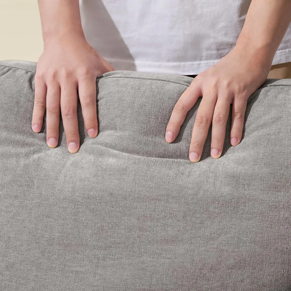 Convertible Sleeper Sofa Bed 59 Inch, 3 in 1 Chenille Couch with Adjustable Backrest and Side Pockets, Compact Size for Small Sp