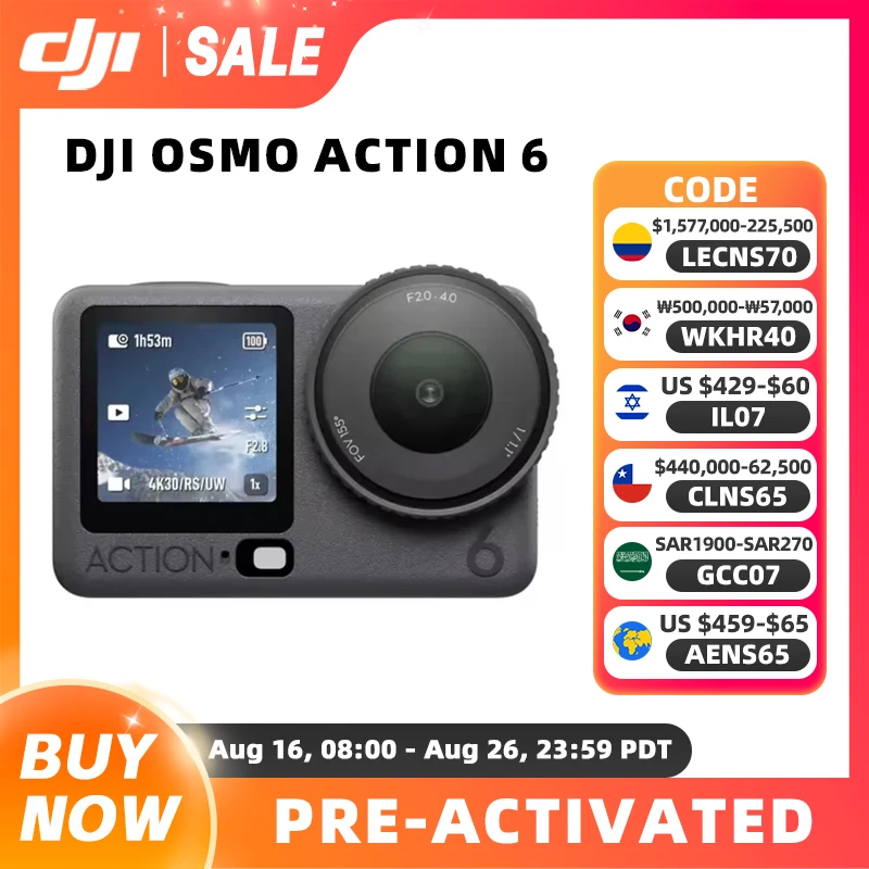 DJI Osmo Action 6 Kamera Brandneue 1/1,1-Zoll Quadratischer Sensor Action-Kamera Ultra-HD 8K Video Ultra-HD 8K Videoaufnahme 4-Stunden Akkulaufzeit