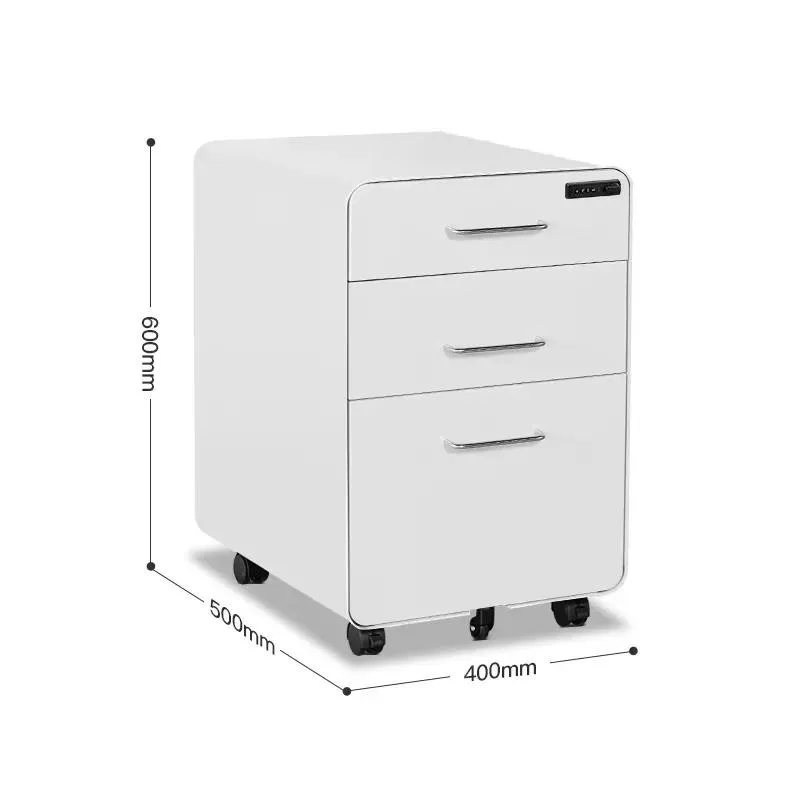 Modern 3 Drawer Steel Mobile File Cabinet with Combination Lock A4 F4 Metal Storage Locker for Office School Workshop Gym