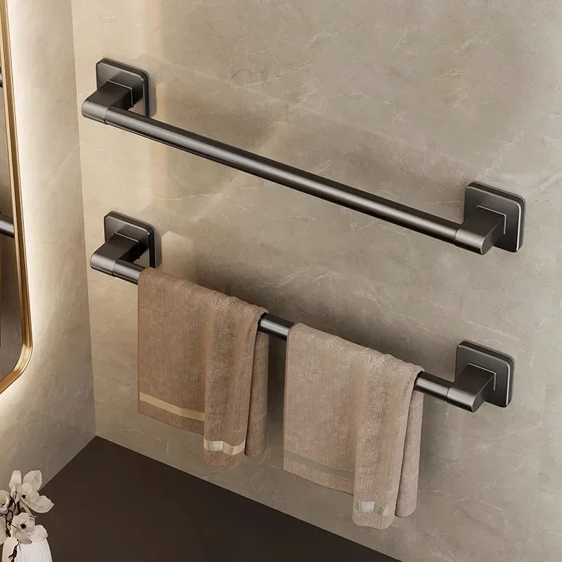 

Towel Holder No Drilling Bathroom Organizers Self-adhesive Towel Bar Bathroom Shelves Kitchen Storages Towel Rack Holders