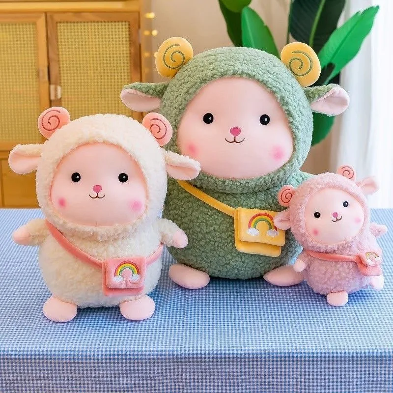 Simpatica bambola di peluche di agnello con zaino: peluche morbido e coccoloso, regalo perfetto per i bambini, ideale per compleanni, vacanze e compagni quotidiani