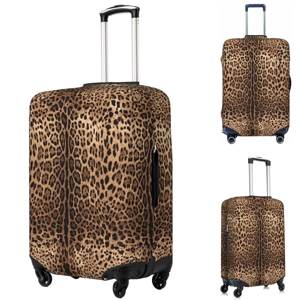 غطاء حقيبة من الجلد بطبعة الفهد، أغطية حماية مرنة لأمتعة السفر مقاس 18-32 بوصة #2