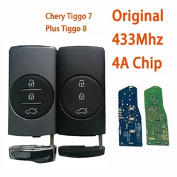 Llave de coche con Control remoto, dispositivo con Chip 4A, 3 botones, 433Mhz, para Chery Tiggo 7 Plus Tiggo 8 Plus