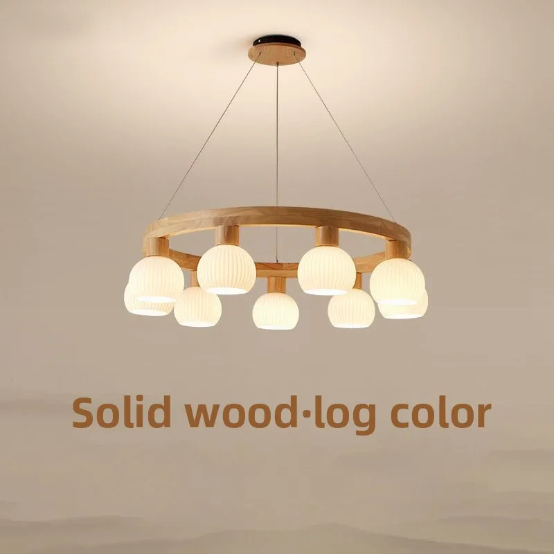 

Nordic Living Room Pendant Lamp Wooden Round Bedroom Dining Room Bedroom Chandelier Home Decor Indoor Lighting Lusters Fixture
