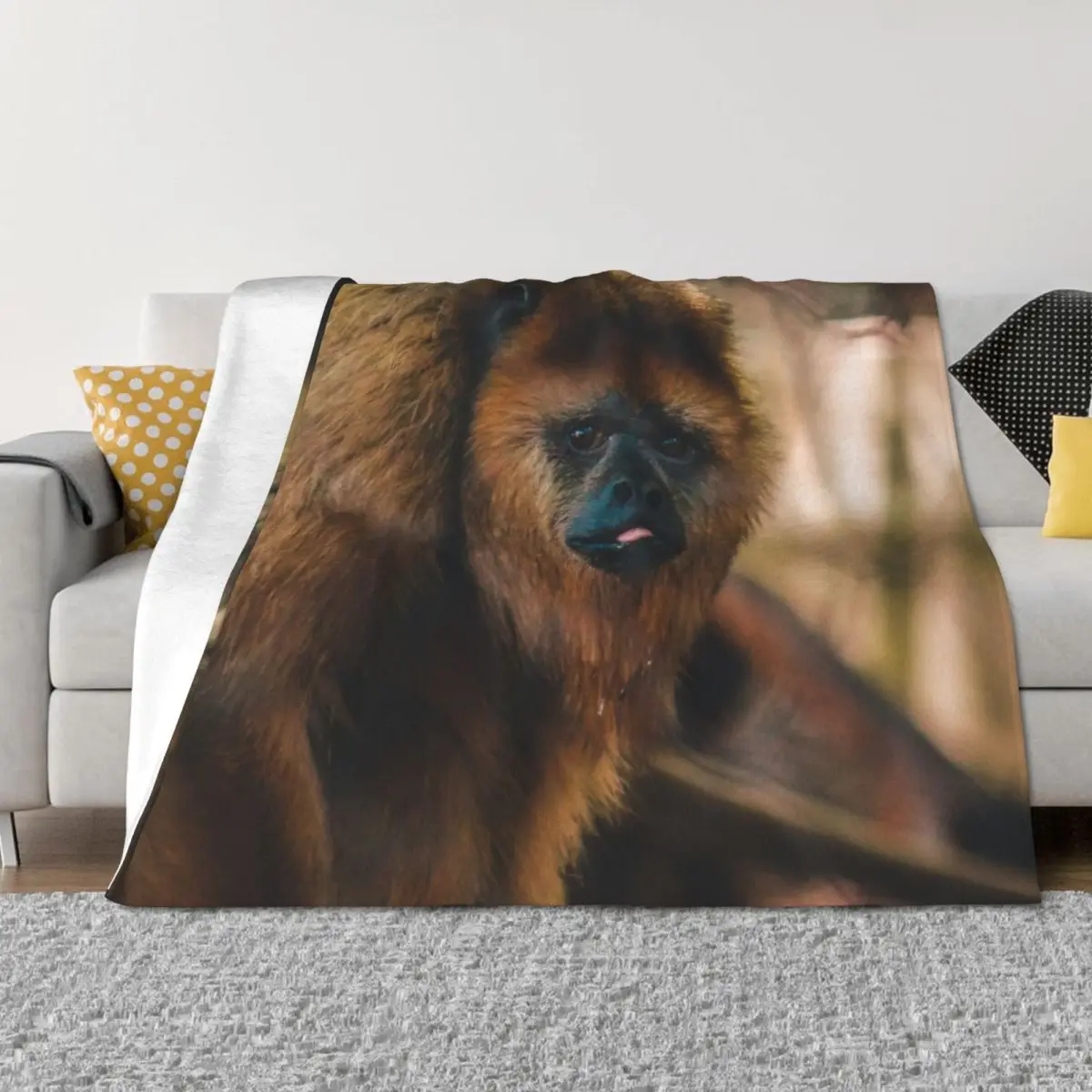 

Howler Monkey peering out at the zoo Throw Blanket Decoratives decorative Comforter Thermals For Travel Blankets