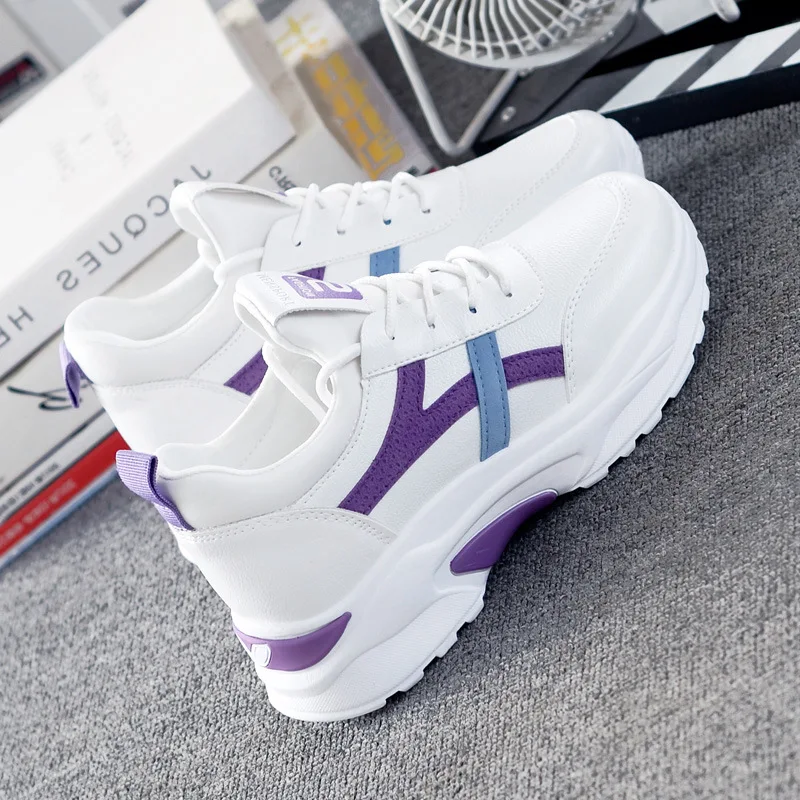 Stylish Women Sports Walking Shoes Student Increasing 5CM Sneakers Youth Girls Cushioning Height Platform Breathable trainers