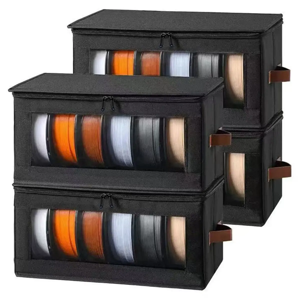 HITL 4 Pack 3D Printer Filament Storage Box Holds Up to 24 Rolls with Desiccants Ideal for Home Studio