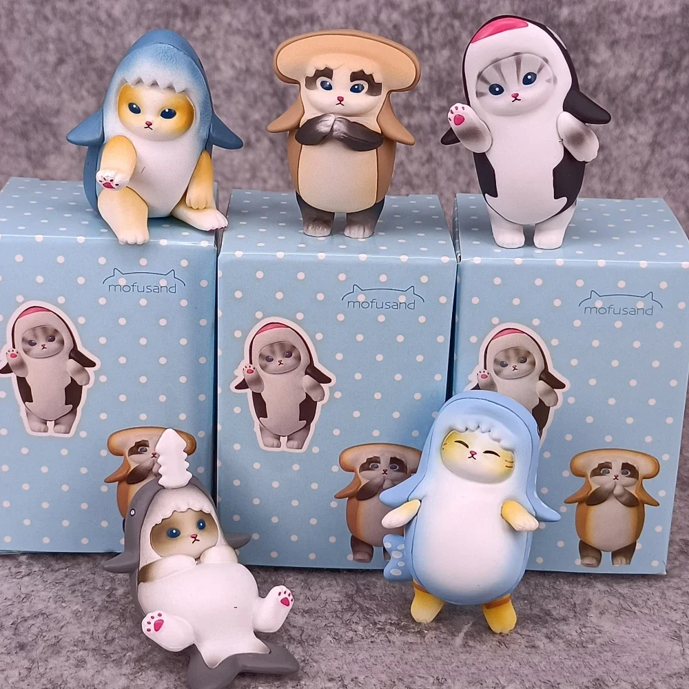 Mofusaes Shark Cat Blind Box Kattenfiguren Speelgoed Schattige Ornamenten Poppen Collectible Kindercadeau