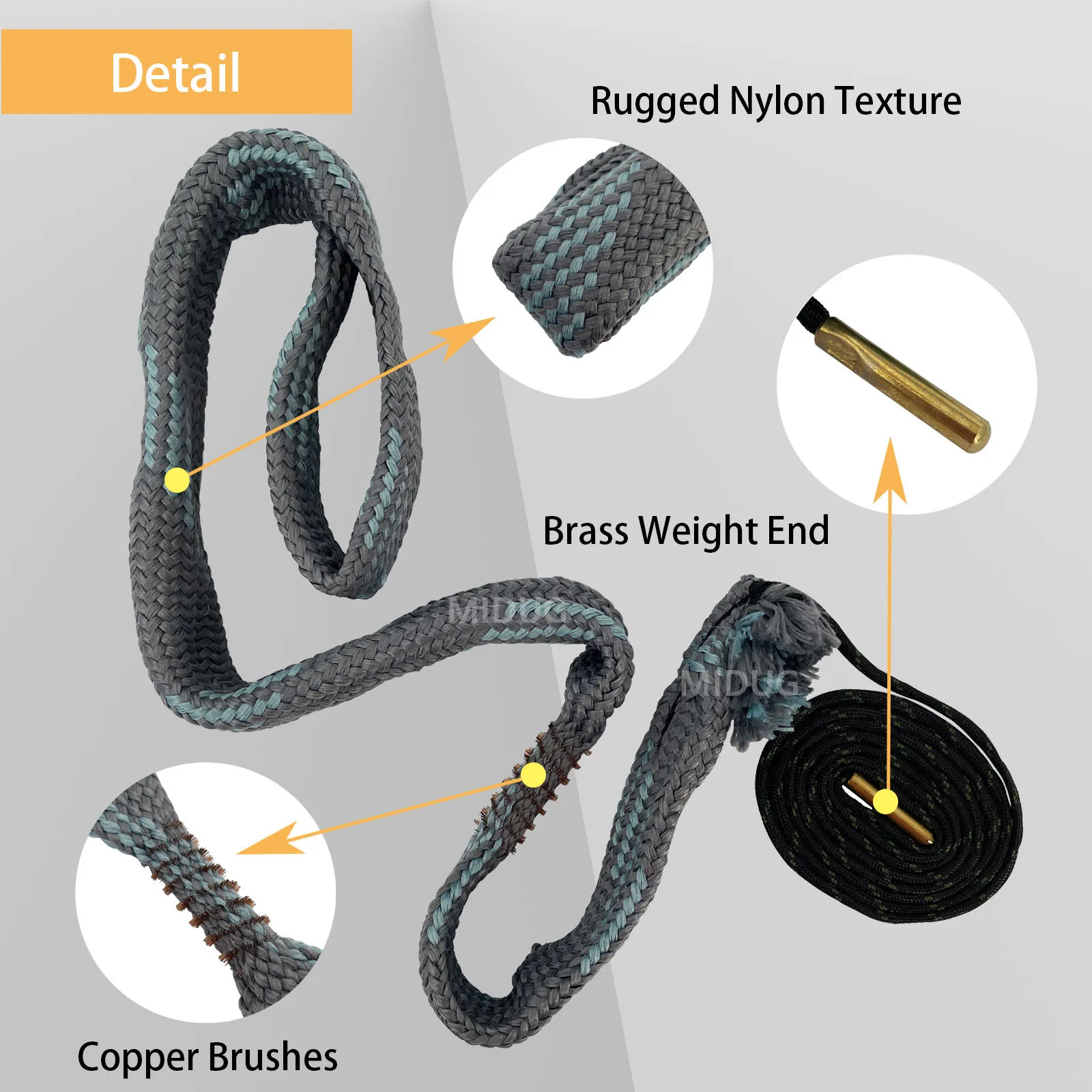 MIDUG .50 Cal .54 Caliber Gun Cleaning Kit Bore Cleaner Snake for Long Ranger Rifle Gun Weapon Clean