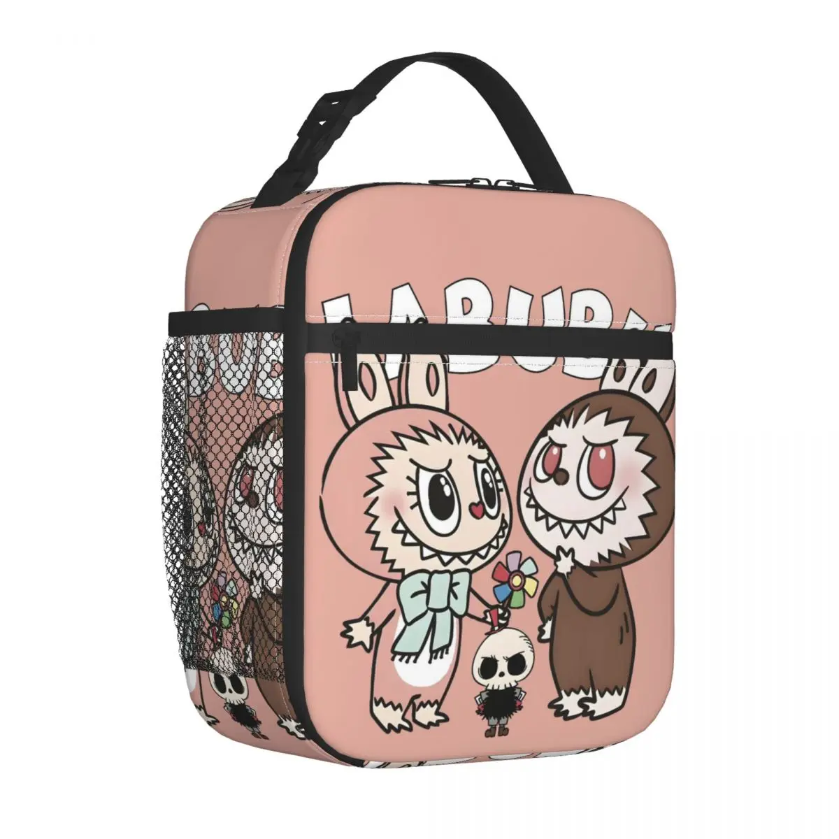 Custom Labubues With Friends Insulated Lunch Bag for  Anime Cooler Thermal Bento Box Outdoor Camping Travel Portable Tote Bags