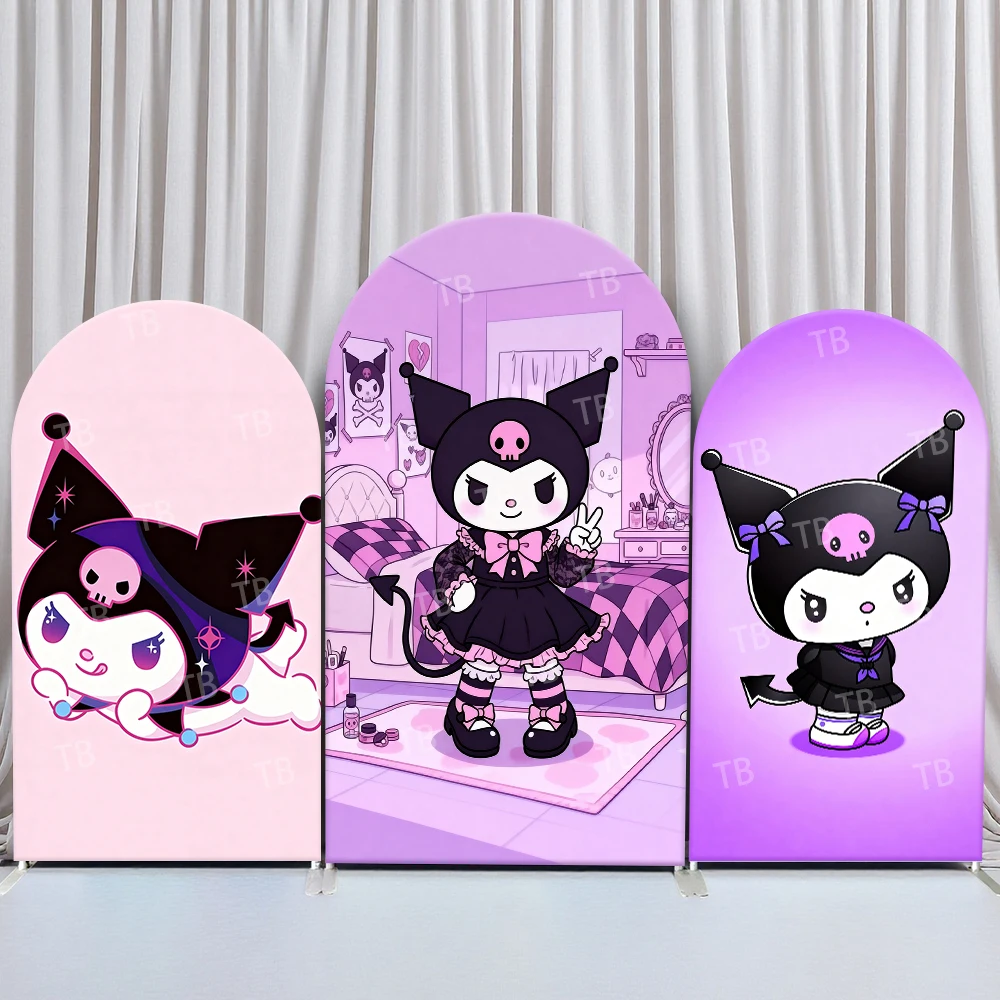 

Sanrio Kuromi Pink Purple Room Style Arch Backdrop Cover Cute Festive Scene For Kids Birthday Baby Shower Photo Booth Decor