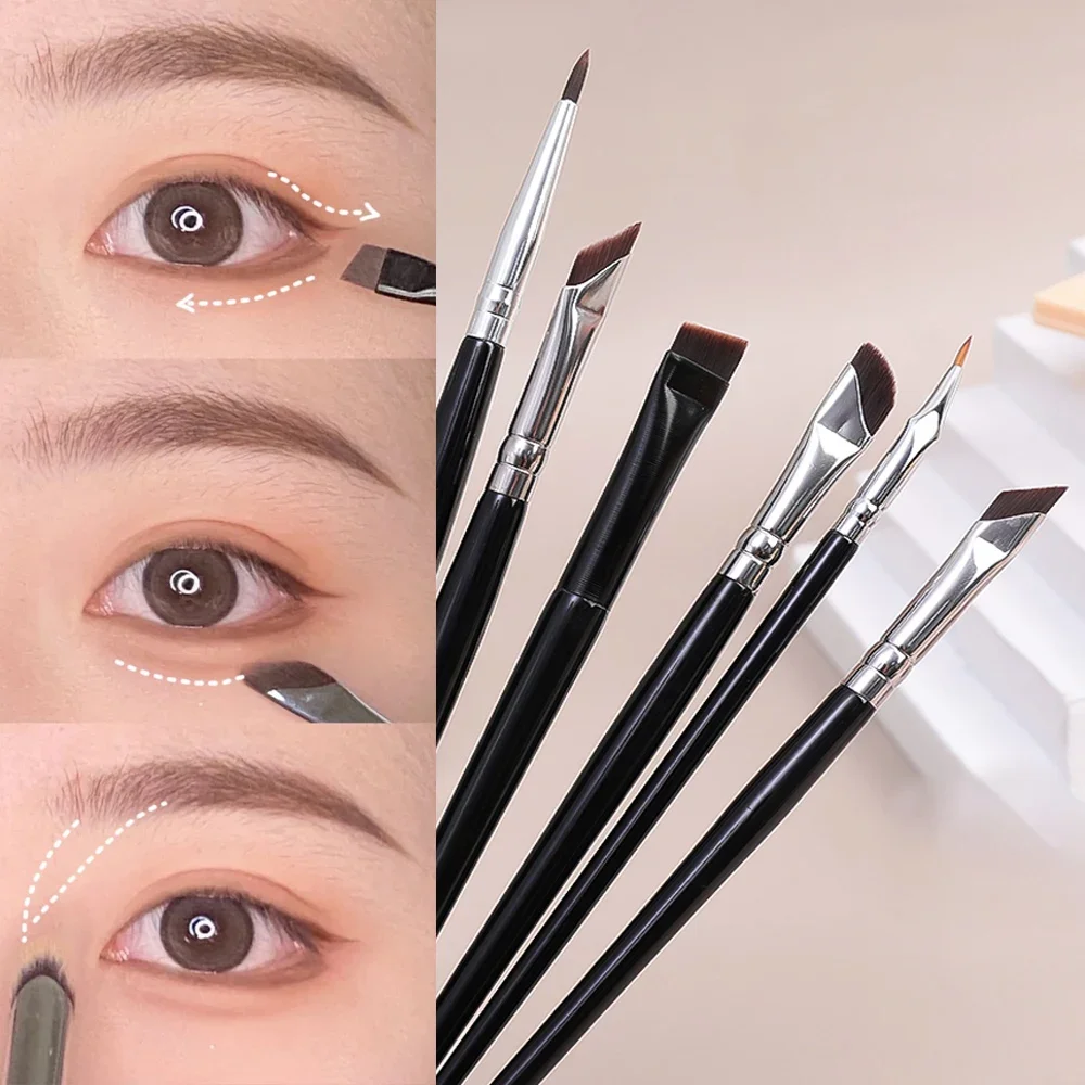 Pennello per Eyeliner a lama portatile pennello per sopracciglia piatto ad angolo Fine Ultra sottile sotto l'occhio pennello per trucco pennello per dettagli precisi