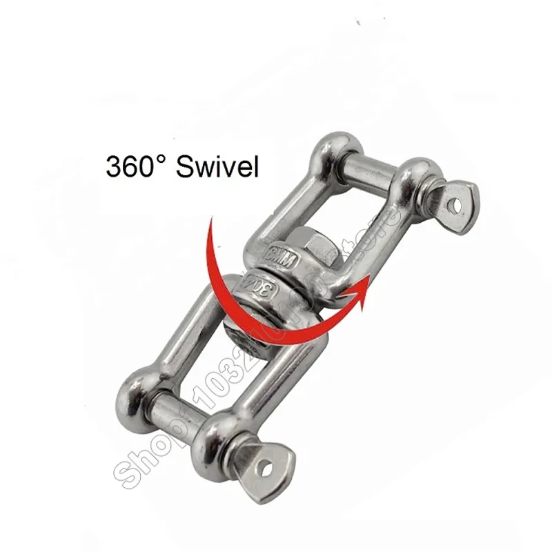 1Pc 304 Stainless Steel Jaw And Jaw  Anchor Chain Swivel Connecter Double Jaw Polished M4 M5 M6-M20 For Marine Boat Accessories