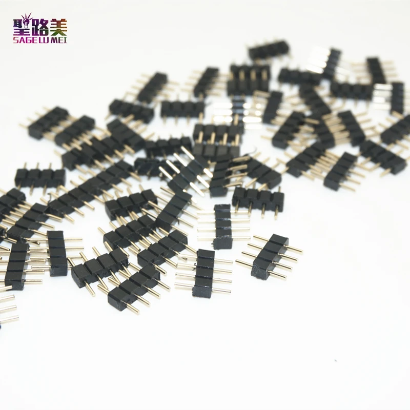 wholesale 1000pcs 4pin connector for 5050 3528 RGB led strip light Connector 10mm width 4 Pin Plug Male to Male connector