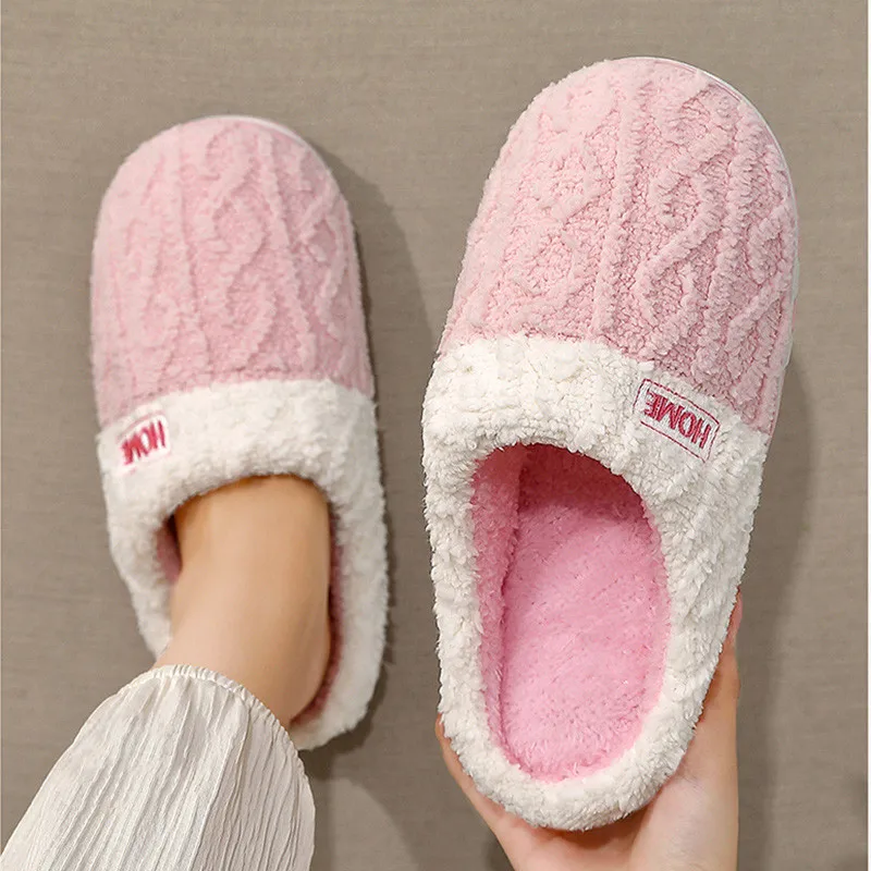 

Winter Women Cotton Slippers Warm Light Soft Anti-Slip Slides Men Fluffy Bedroom Flats Comfortable Couples Indoor Home Slipper