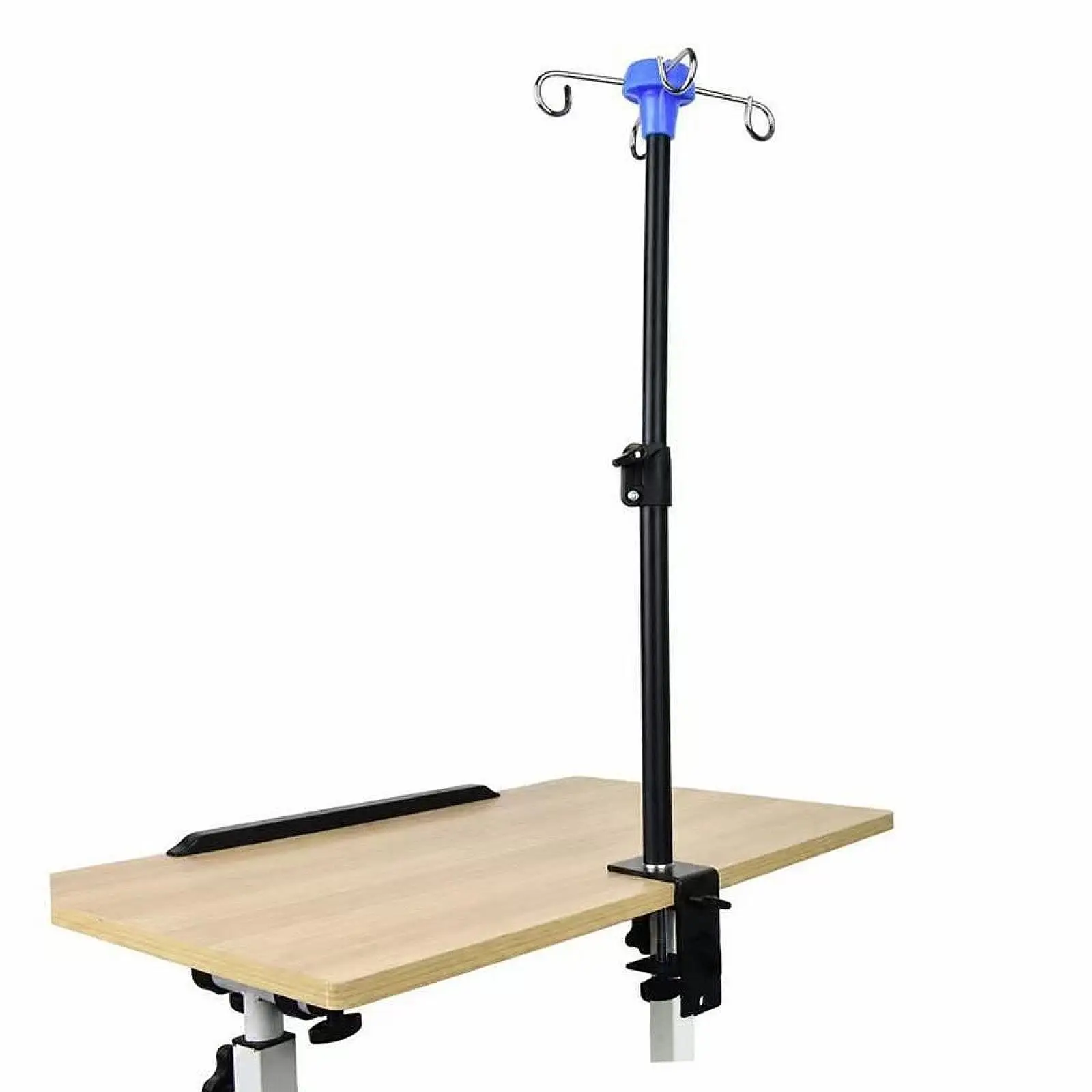 Sturdy Desktop IV Stand Handsfree Telescopic Pole with 4 Hooks for Clinic Bedside Infusion