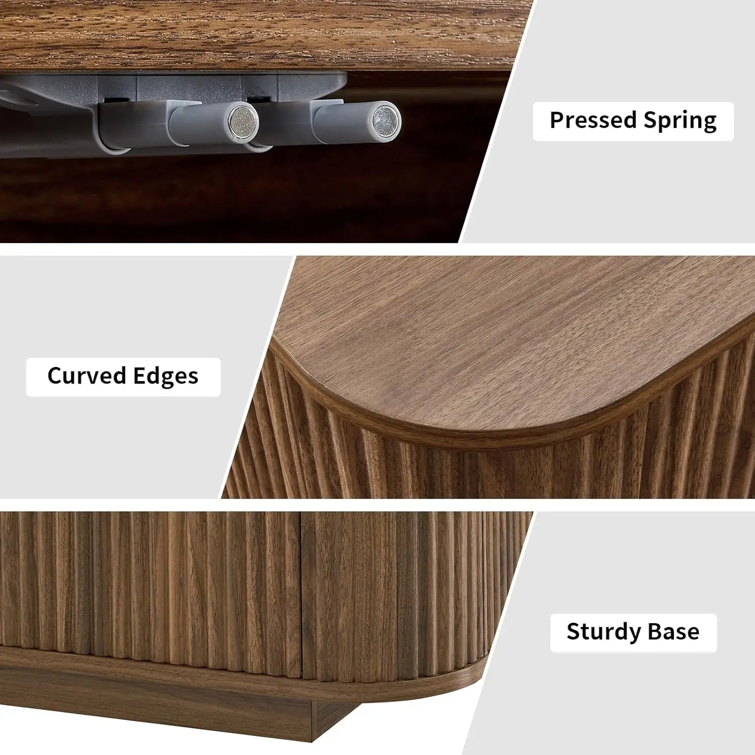 Buffet credenza in noce da 64' con ripiani regolabili, armadio portaoggetti scanalato per cucina soggiorno