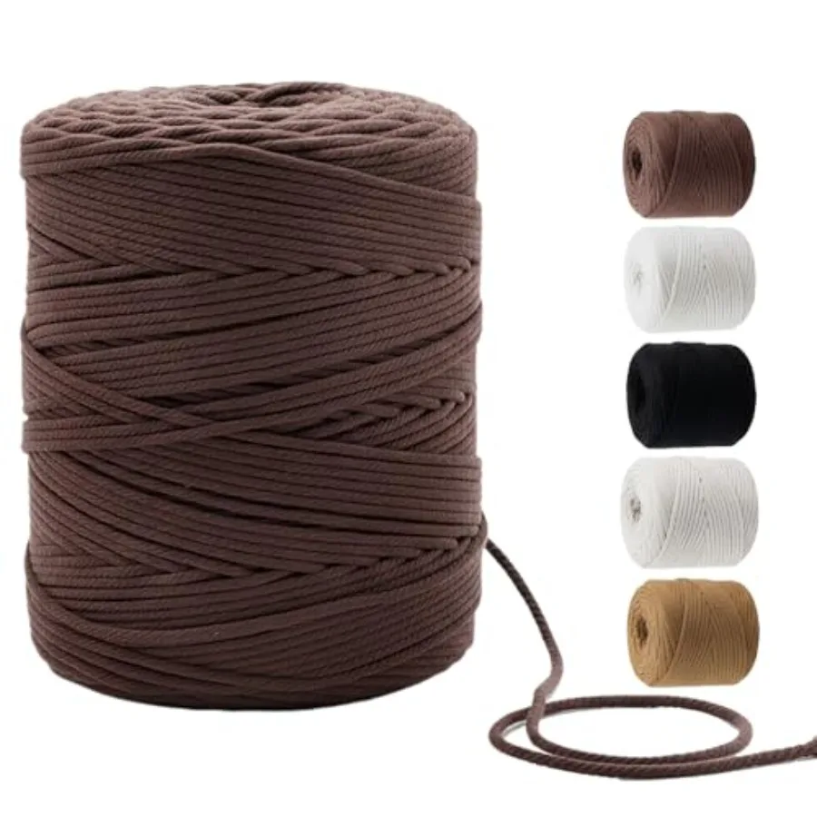 

Шнур для макраме 4 мм x 500 метров, натуральный цвет, мягкий хлопковый шнур, материалы для макраме, для подвесов для растений, настенных декораций, поделок