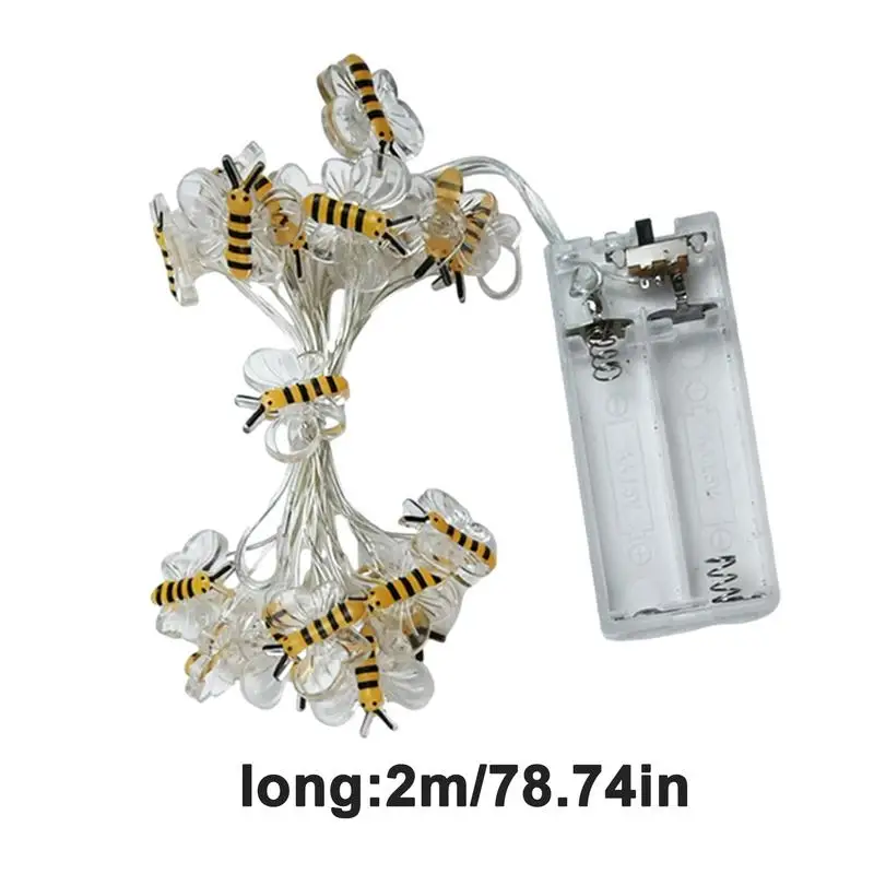 Bee Decor String Lights para Decorações de Casamento, 20 LED, Honeybee, luzes decorativas, pilhas