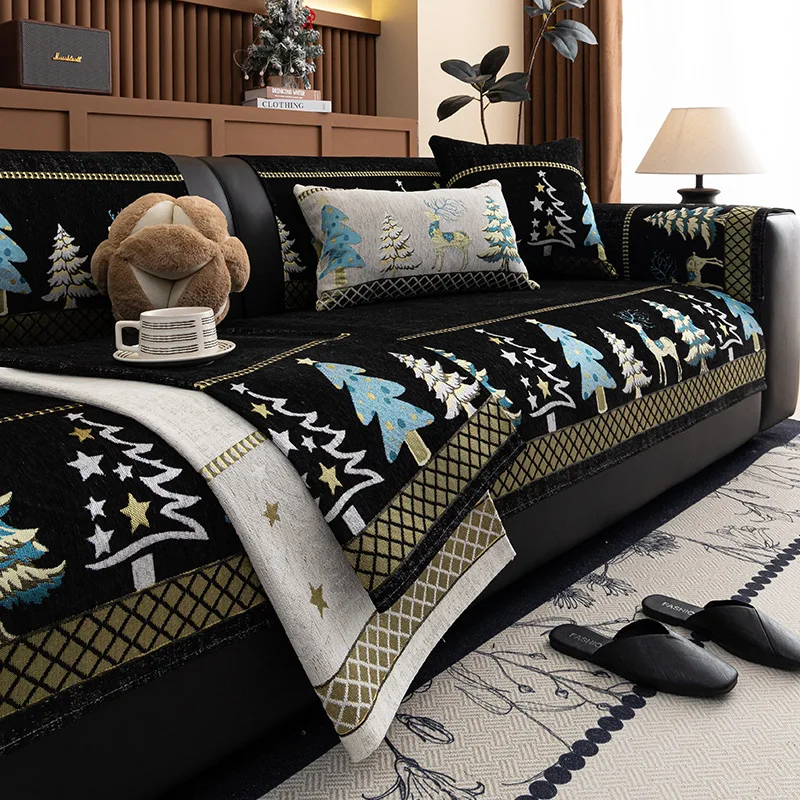 Chenille Jacquard Sofa Cushion Living Room All-Season Slip-Resistant Stain-Resistant Seat Pad Scratch-Resistant Couch Cover