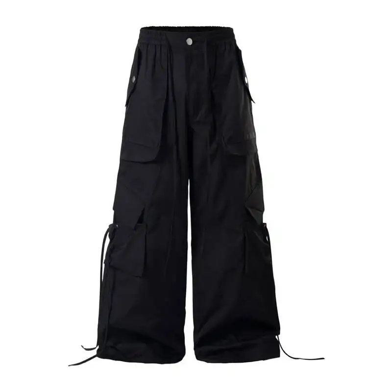 American Retro Vintage Multi Pocket Men's Cargo Pants Loose Wide Leg Slimming Casual Trousers 2026 Autumn New KJ98