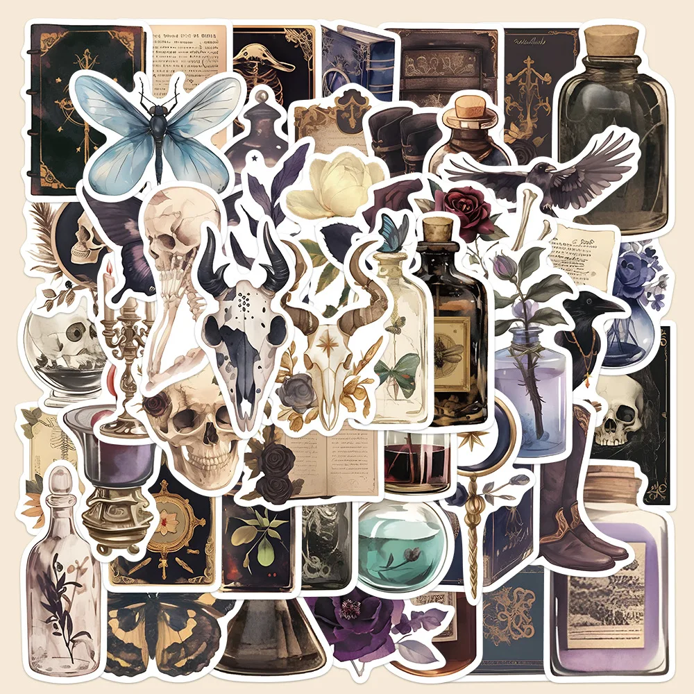 50PCS Dark Wind, Dark Aesthetics Stickers Graffiti Stickers DIY Diary Phone Case Handmade Scrapbook Aesthetic Stickers